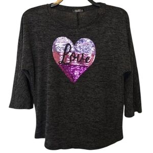 3/$15 Ava James Sequin Love Shirt Size Small